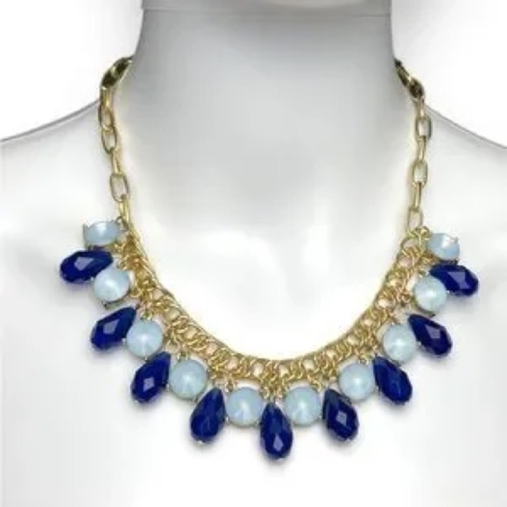 Talbots Gold-Tone Necklace with Dark Blue and Light Blue Beads